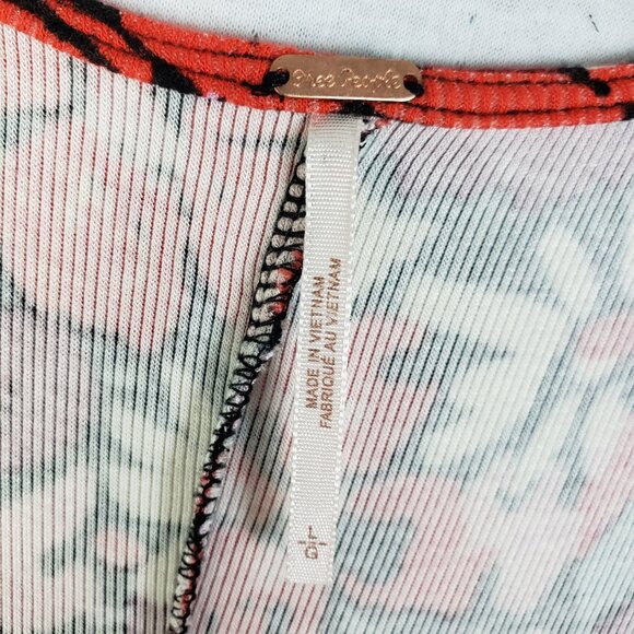 Free People Key to Your Heart Floral Mini Dress Ribbed Stretchy Bohemian size L - Picture 5 of 13